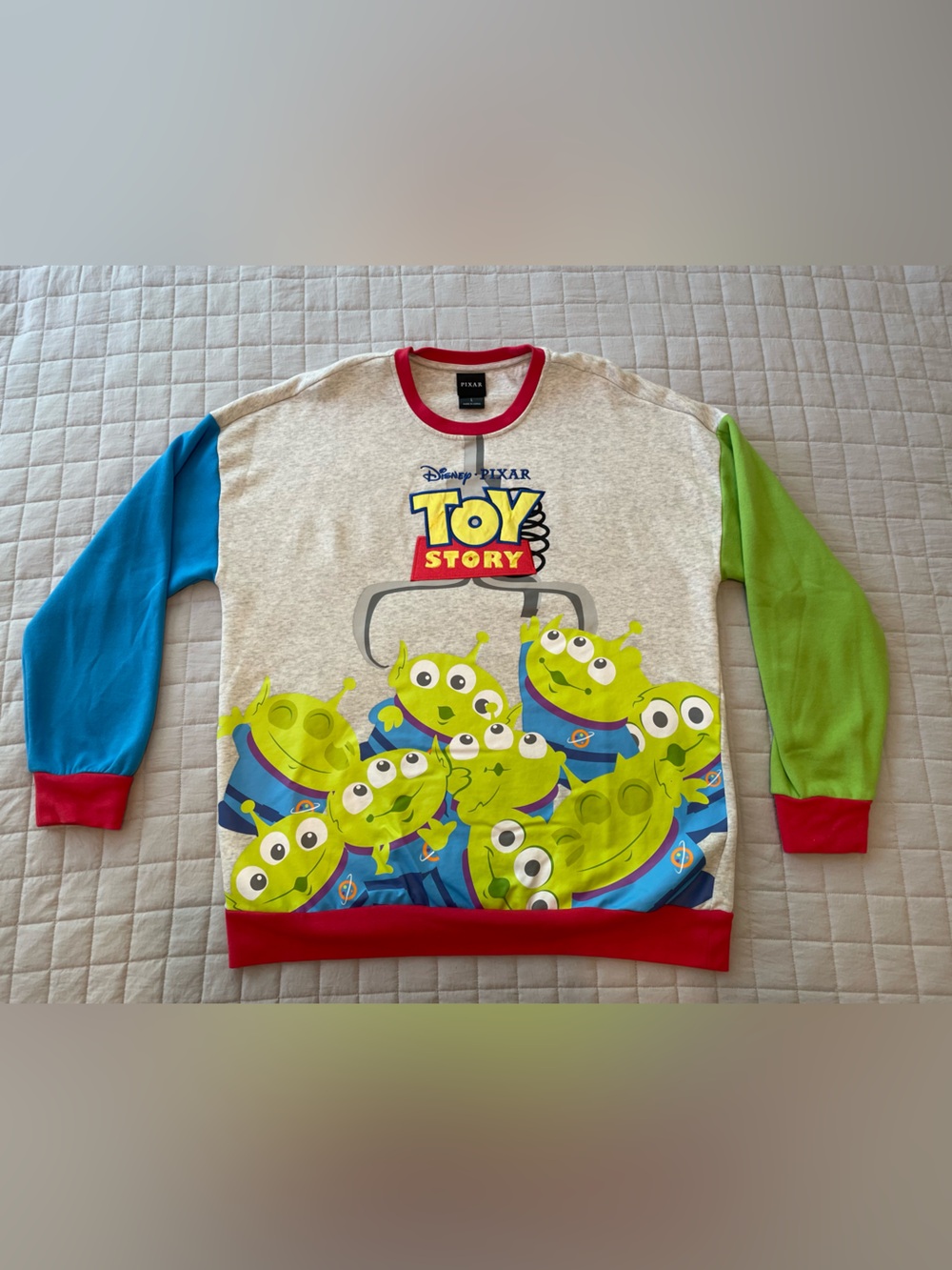 Disney Pixar Toy Story Little Green Aliens The Claw Color Block Crewneck